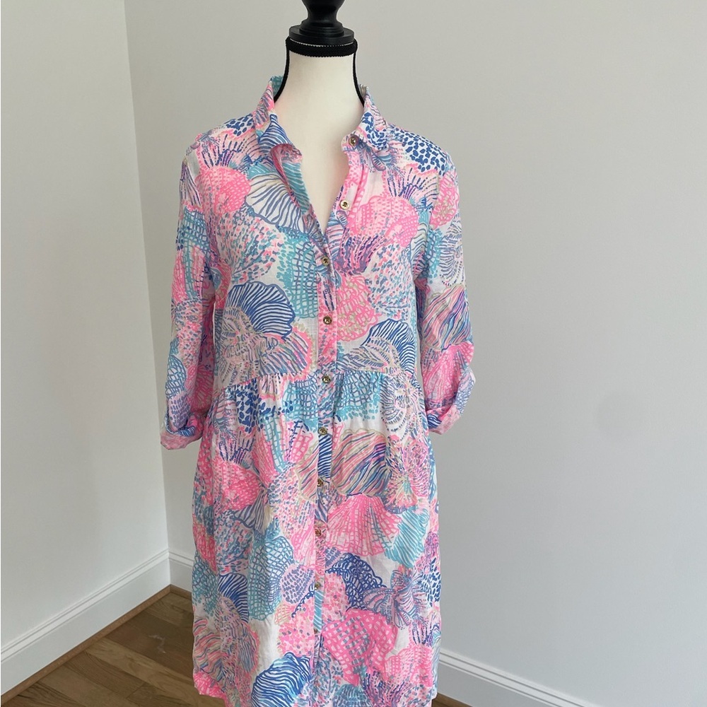 Lilly Pulitzer Shaela Button-up Dress, “Roar of the Seas” Print, Size small - Picture 5 of 16